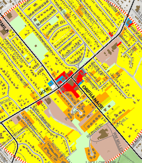 Traffic map highlighting traffic challenge areas