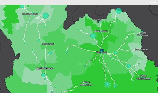 Screenshot of map with overlaid customer data