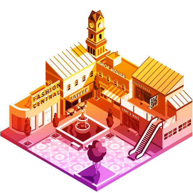 Illustration of retail shopping center