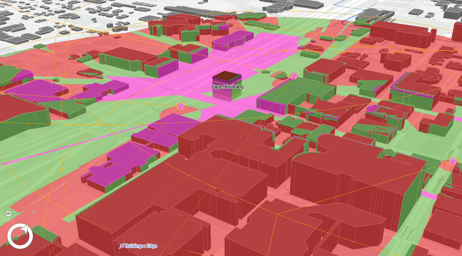 screenshot of 3d city using spatial analysis